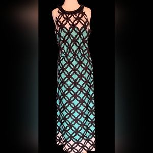 R&K size L white/black/teal dress
